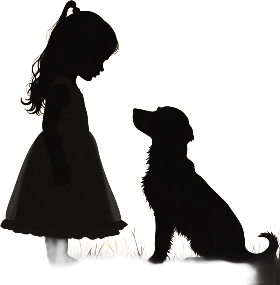 Silhouette of a Girl and Her Dog